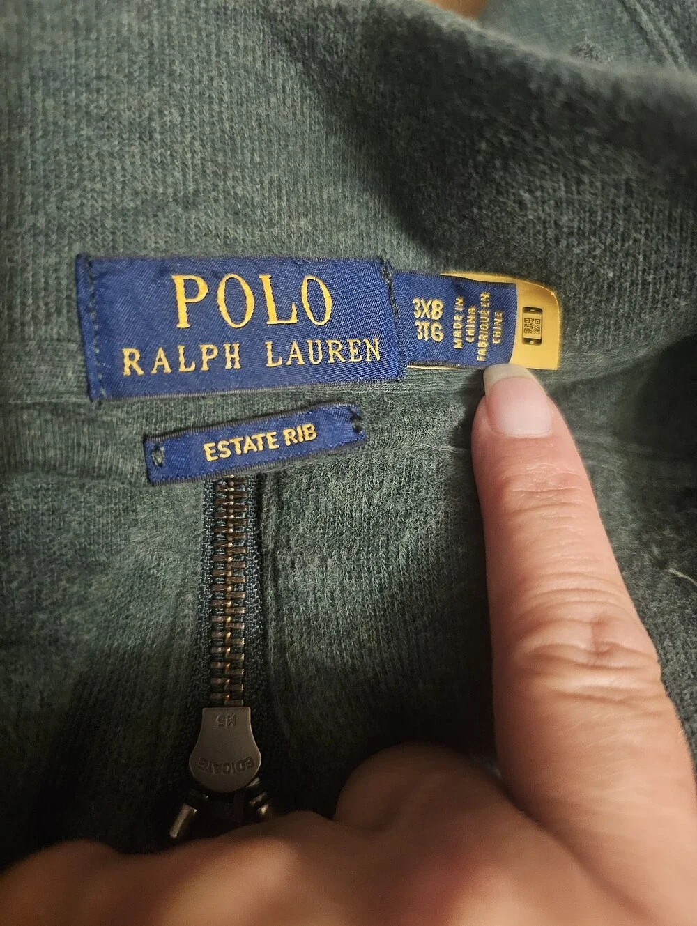Polo Ralph Lauren Estate Rib Dark Green Quarter-Zip Pullover Sweatshirt 3XB